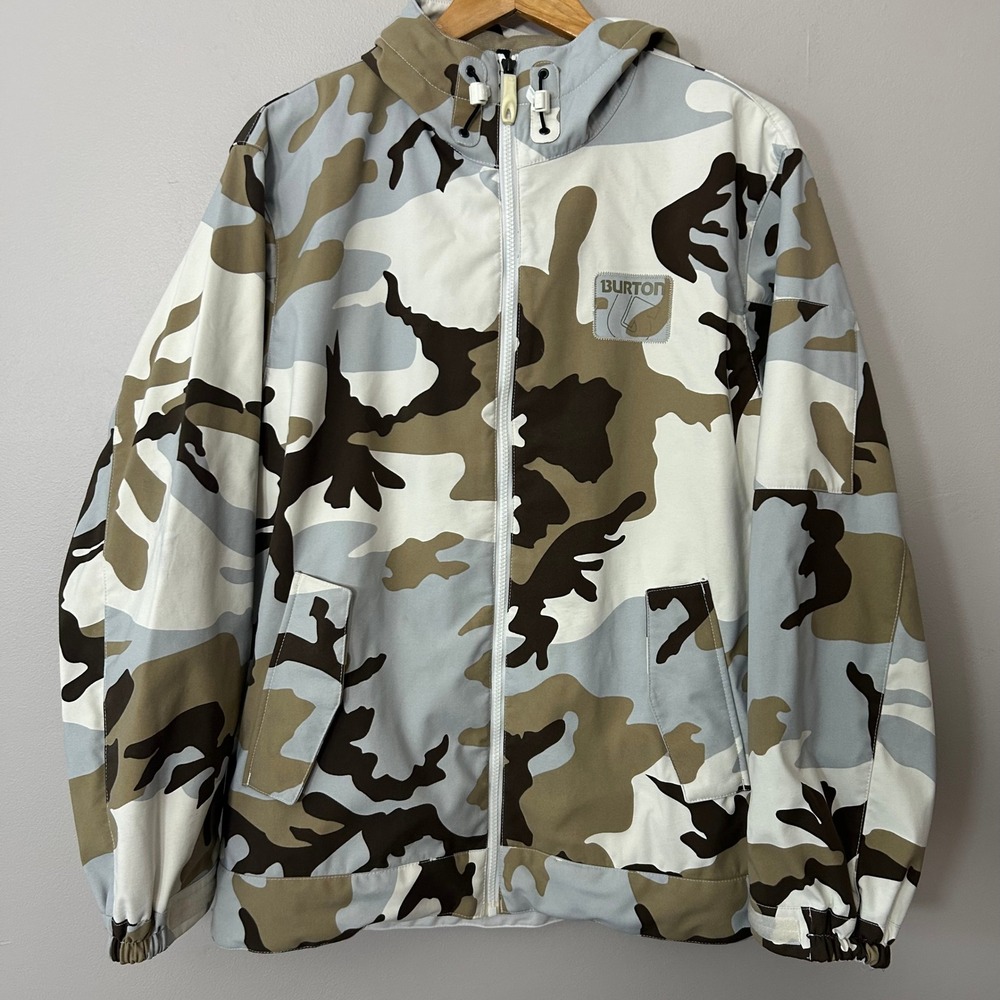Burton Jacket Mens Small Camo Down Insulated Hooded Snowboard Skiing Outdoors‎